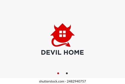 house with devil logo design vector silhouette illustration