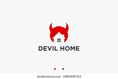 house with devil logo design vector silhouette illustration