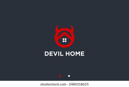 house with devil logo design vector silhouette illustration