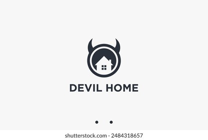 house with devil logo design vector silhouette illustration