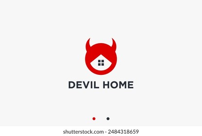 house with devil logo design vector silhouette illustration