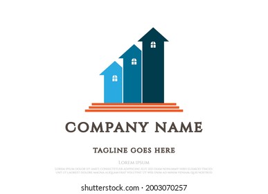 House Diagram with Increase Arrow Statistic Business Marketing Logo Design Vector