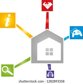 House and different apps logo