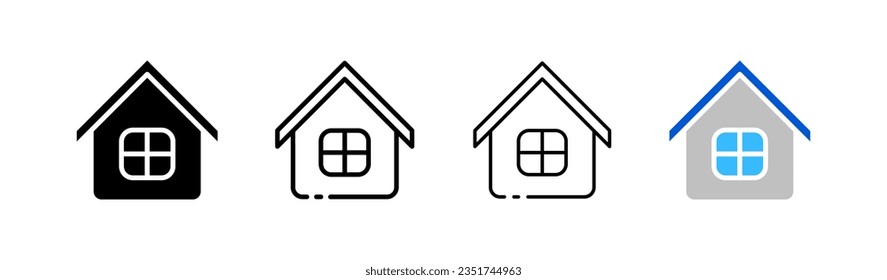 Casa. Distintos estilos, coloreado, icono de la casa, botón de la casa. Iconos vectores.
