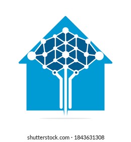 House of Digital tree logo design concepts. Home Educational learning and technology companies logo.