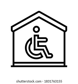 house for disabled line icon vector. house for disabled sign. isolated contour symbol black illustration