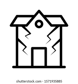 house disaster vector thin line icon  