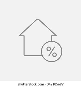 House with discount tag line icon for web, mobile and infographics. Vector dark grey icon isolated on light grey background.