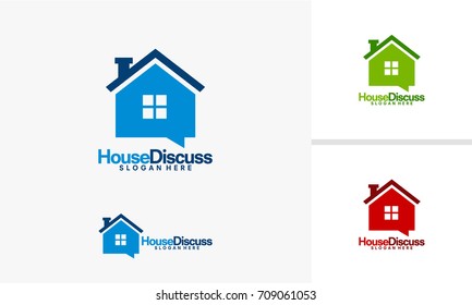 House Discuss logo template, Room to Discuss logo designs vector