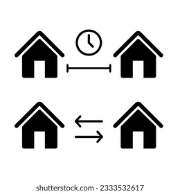 house distance time icon vector set in isolated white background