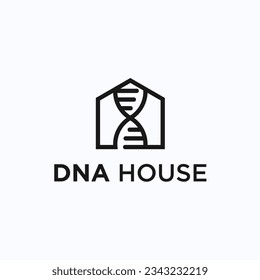 House with DNA logo design vector silhouette illustration