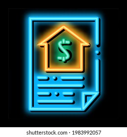 House Document neon light sign vector. Glowing bright icon House Document isometric sign. transparent symbol illustration
