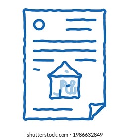 house document sketch icon vector. Hand drawn blue doodle line art house document sign. isolated symbol illustration