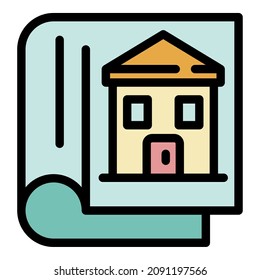 House documentation icon. Outline house documentation vector icon color flat isolated