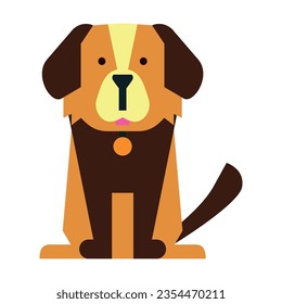 House dog guard. Cute wild and domestic animals cartoon illustration. Pets concept. Colored flat vector isolated on white background