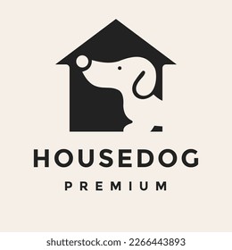  house Dog pet care logo design template