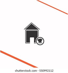 House with a dog vector grey icon on white background. House with a dog symbol stock   illustration. Business picture.