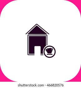 House with a dog vector icon on white background.