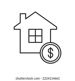 House with dollar coin icon design. House money vector icon. isolated on white background. vector illustration