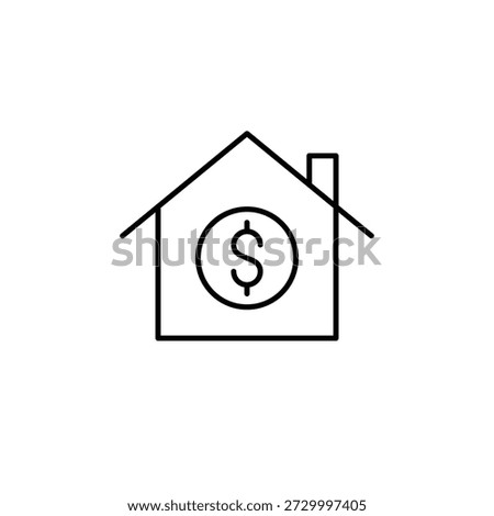 House and dollar. Cost efficient devices. Price of rent and sale. Real estate and property market value. Pixel perfect, editable stroke vector icon
