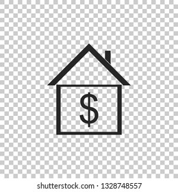 House with dollar icon isolated on transparent background. Home and money. Real estate concept. Flat design. Vector Illustration