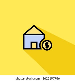 house with dollar liner fill vector icon - ui icon vector