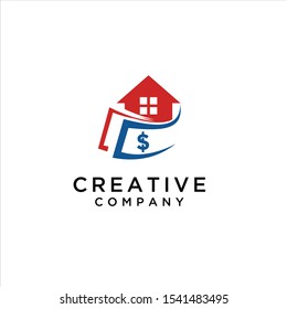 House and dollar money logo icon, house price symbol, vector illustration design