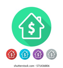 House with dollar sign flat design icon set