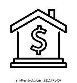 House With Dollar Sign Icon Isolated On White Background. Bank Building Symbol. Home And Money Real Estate Concept. Vector Illustration.