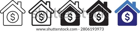 House with Dollar Sign Icon Set for Real Estate Finance