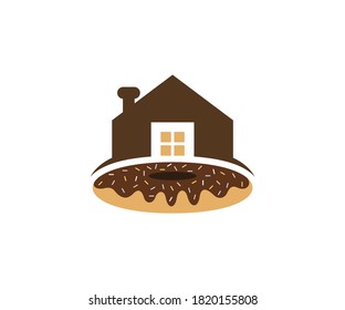 House Donuts logo design vector template, Bakery logo concept, Creative icon symbol