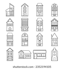 house doodle hand drawn vector set