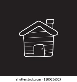 house doodle icon flat black