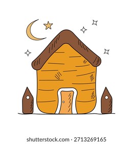 Ícone de doodle de casa com ilustração de estoque vetor de fundo branco