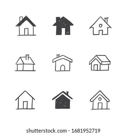 House doodle illustrations, hand drawn cute homes. Stay home campaign. #stayhome