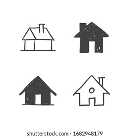 House doodle illustrations, hand drawn cute homes. Stay home campaign. #stayhome