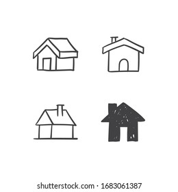 House doodle illustrations, hand drawn cute homes. Stay home campaign. #stayhome