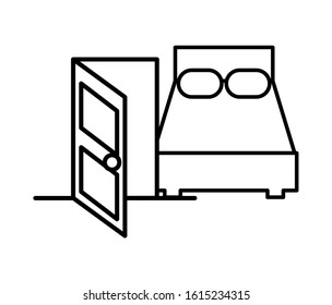 house door with bed icon vector illustration design