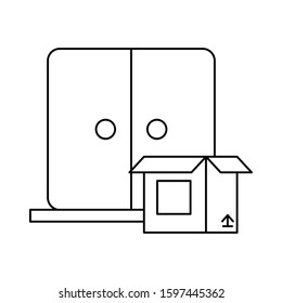 house door with box delivery icon vector illustration design
