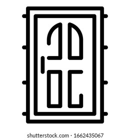 House door icon. Outline house door vector icon for web design isolated on white background