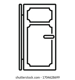 House door icon. Outline house door vector icon for web design isolated on white background