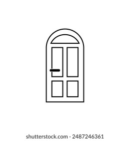 House door icon vector line art illustration.