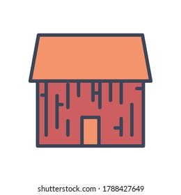 House with door line and fill style icon design, Home real estate building residential architecture property and city theme Vector illustration