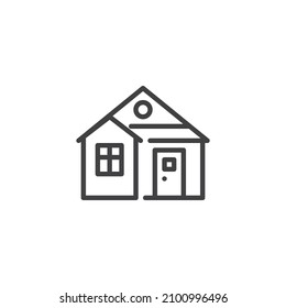 Casa con el icono de la puerta y la línea de la ventana. signo de estilo lineal para concepto móvil y diseño web. Icono de vector de contorno de inicio. Símbolo, ilustración del logotipo. Gráficos vectoriales