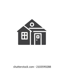 House with door and window vector icon. filled flat sign for mobile concept and web design. Home glyph icon. Symbol, logo illustration. Vector graphics