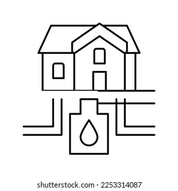 house drainage system and water storage line icon vector. house drainage system and water storage sign. isolated contour symbol black illustration