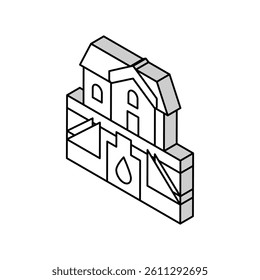 house drainage system and water storage isometric icon vector. house drainage system and water storage sign. isolated symbol illustration