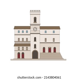 HOUSE DRAWING OF HISTORICAL BUILDINGS OF VENICE, ANCIENT ITALIAN ARCHITECTURE IN GOTHIC AND NEOCLASSIC STYLE