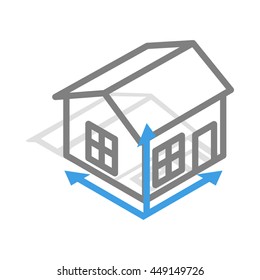 House drawing icon in isometric 3d style isolated on white background