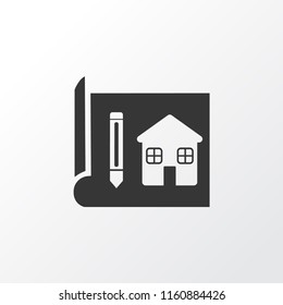 House drawing icon symbol. Premium quality isolated blueprint element in trendy style.